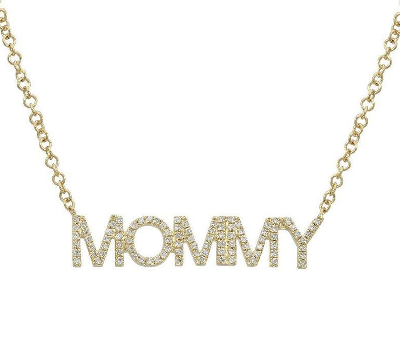 14k Yellow Gold 6MM Letter "MAMA" Necklace