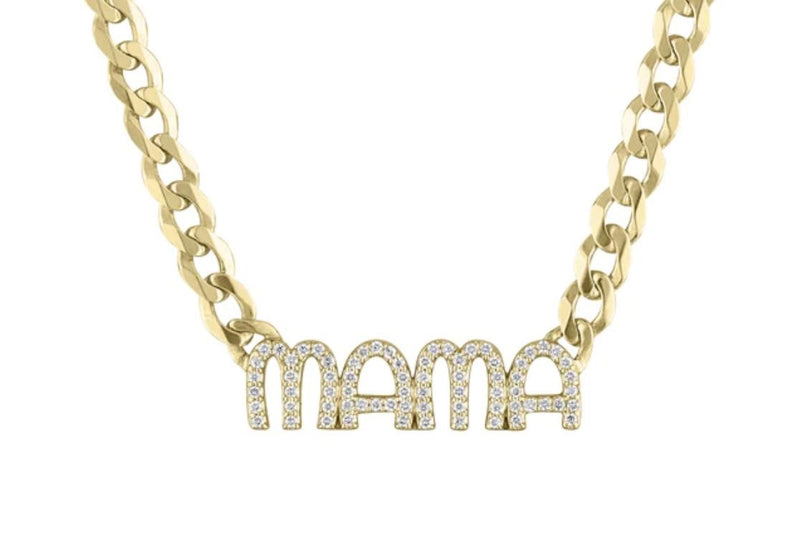 14k Yellow Gold Chain Letter "MAMA" Necklace