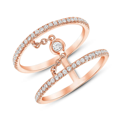 Round Diamond Double Row Fashion Ring