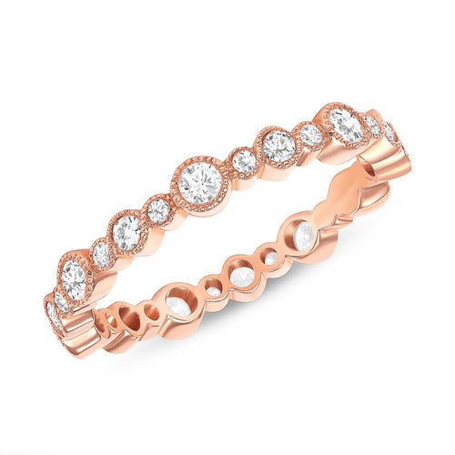 Round Diamond Flush Set Eternity Ring With Milgrain