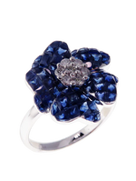 Aries Calm Sapphire Floral-5 Bloom Ring