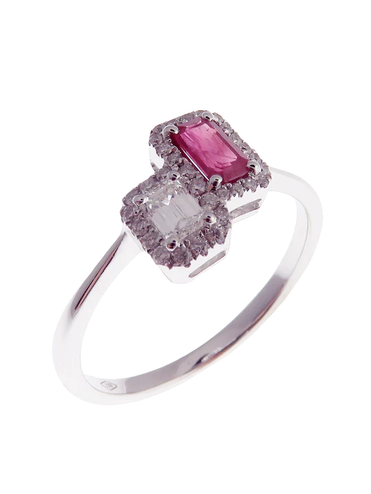 Ruby-1 Twin with Illusional Diamond Ring
