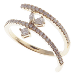Open Ring Double Band Diamond 3-PC Ring Set