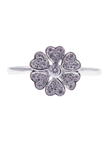 Chloris Almost Flower-6 White-Pave Ring