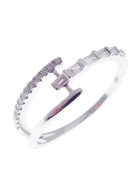 Hermes Diamond Baguette Twin Split Ring