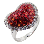 18k Orange Sapphire Diamond Earrings and Ring Set