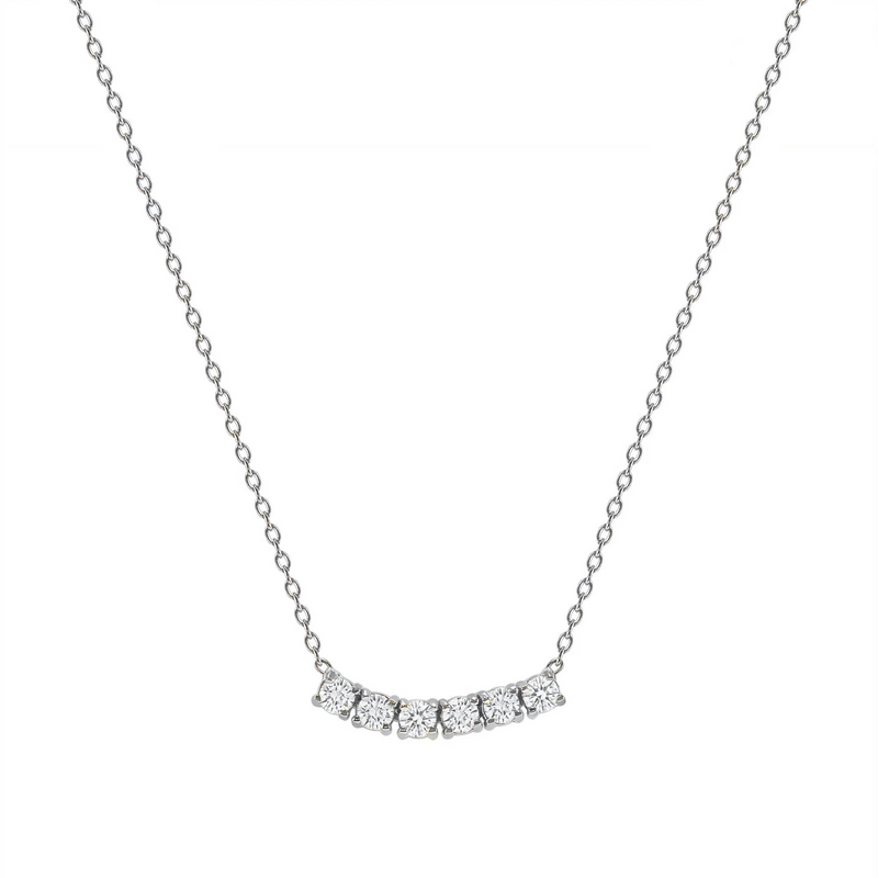 Petite Diamond Six Stone Curved Necklace