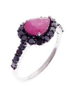 Hera Firey Ruby-1 Tear Black Diamond Ring