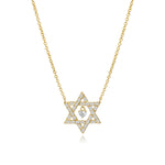 14k Gold Heart Centered Star Of David Necklace