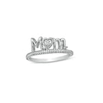 Stunning Heart Letter "MOM" Ring