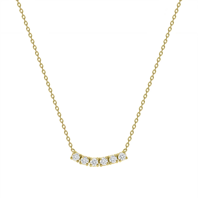 Petite Diamond Six Stone Curved Necklace