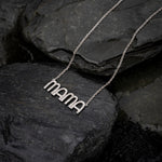 14k Natural Round Diamond Letter "MAMA" Necklace
