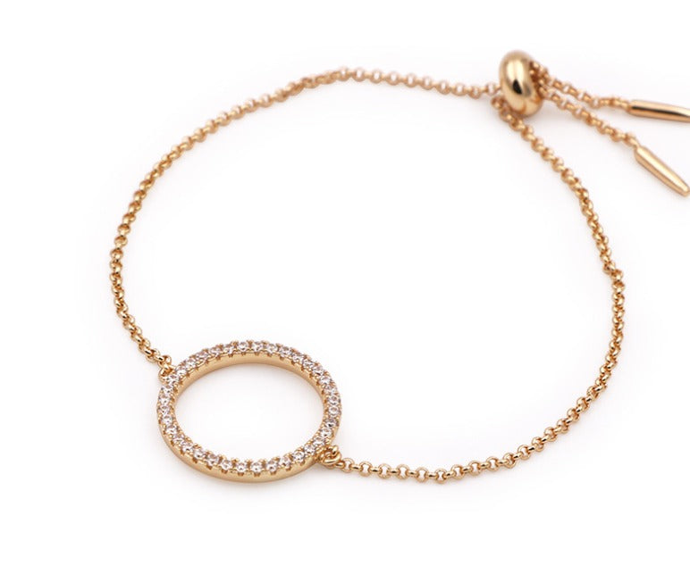 Golden Halo Diamond Circle Bracelet