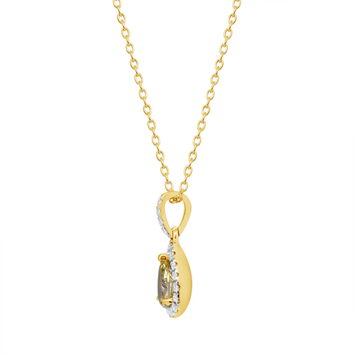 14k Gold Diamond Halo Pendant Necklace
