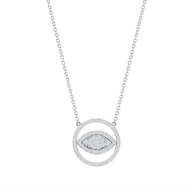 14k Gold Cable Chain Diamond Eye Necklace