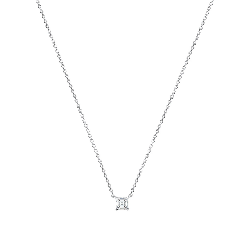 14k Cable Chain Diamond Asscher Cut Necklace