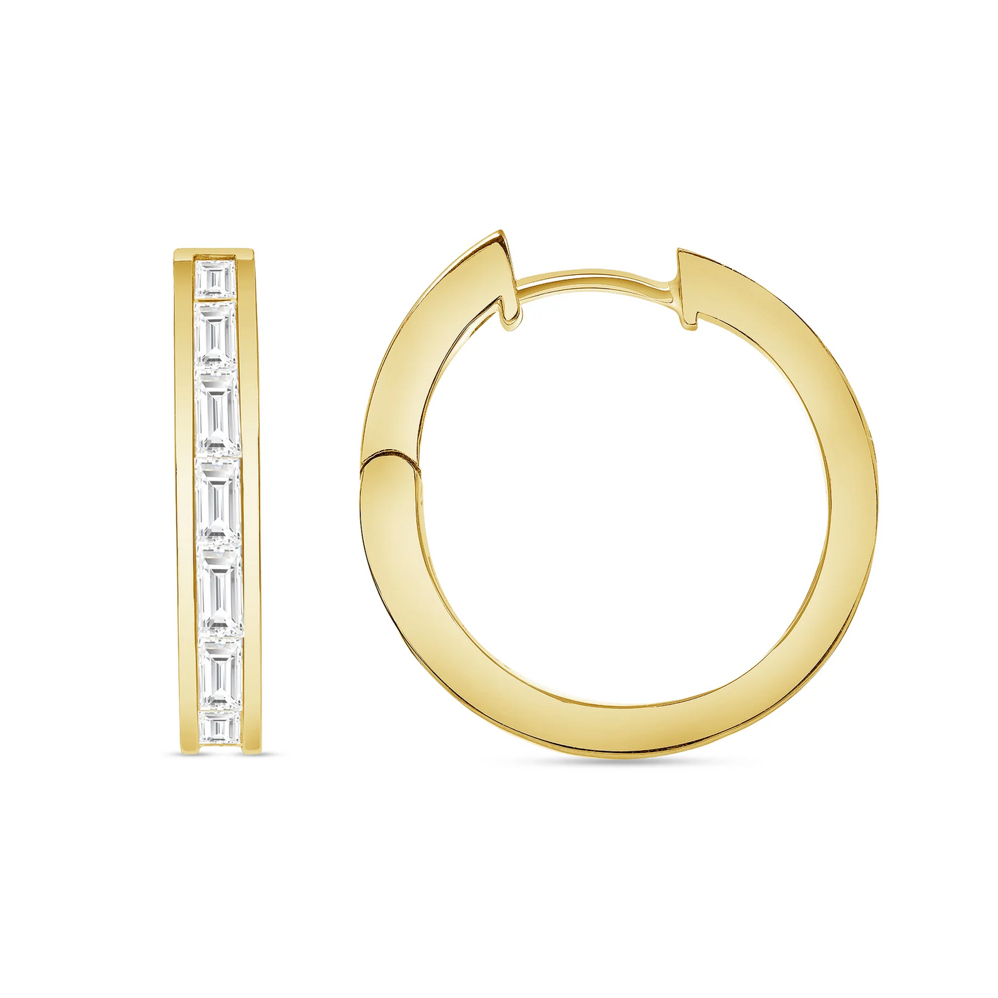 3 Carat Baguette Cut Diamond Hoop Earrings