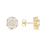 Diamond Flower Cluster Push Back Earrings