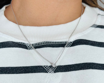 14k Cable Chain Diamond Asscher Cut Necklace