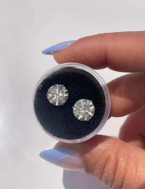 Diamond Stud Earrings - 4 Prong Push Back Martini Setting