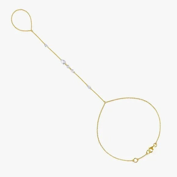 18k Gold All Natural Diamonds Hand Chain