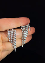 14k White Gold Square Diamond Earrings